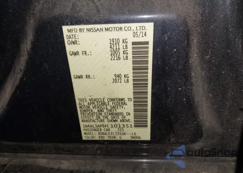 2015 Nissan Altima 2.5 S from USA, damaged, VIN 1N4AL3AP9FC101351
